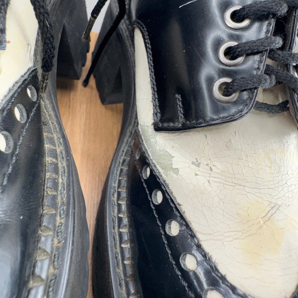 Bed Stu Platform Wingtip Oxfords 9.5 Black White Goth Grunge Chunky Lug Sole - Picture 14 of 15
